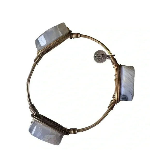 Bourbon and Bowties Wire Wrapped Crystal Stone Bangle Bracelets - Picture 6 of 7